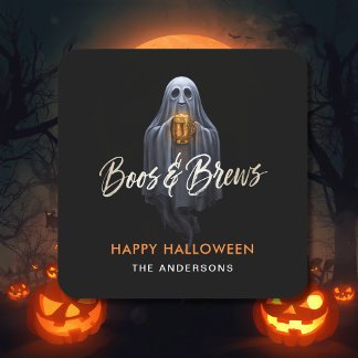 Sticker Carré Black Boos & Brews Fantôme Halloween