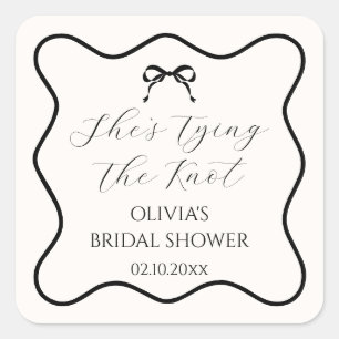 Sticker Carré Black Bow Attache le Nœud Réception de Mariage