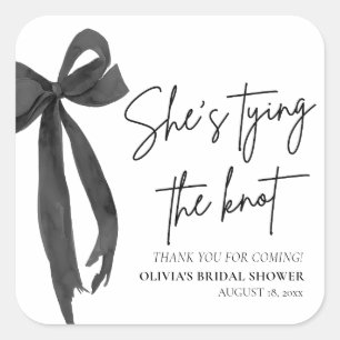 Sticker Carré Black Bow She's Tying the Knot Fête des mariées