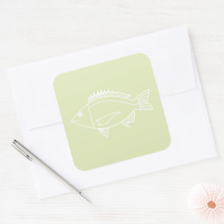 Sticker Carré Black Bream en blanc sur Pastel Green
