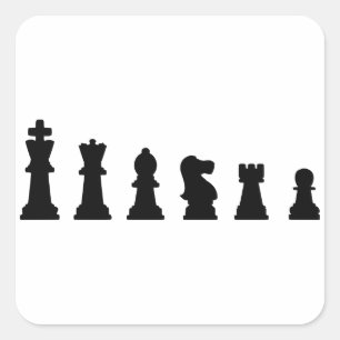 Sticker Carré Black chess pieces on white
