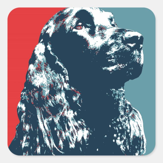 Sticker Carré Black Cocker Spaniel Hope Chien Pop Art (Devant)