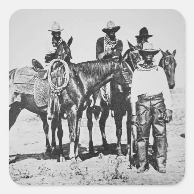 Sticker Carré Black Cowboys à Bonham, Texas, vers 1890 (photo b/ (Devant)