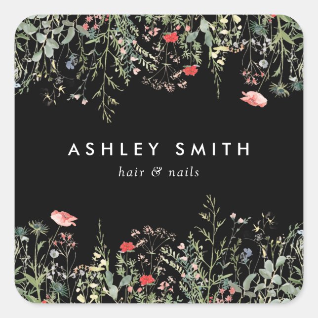 Sticker Carré Black Fleur sauvage Meadow (Devant)