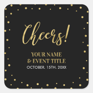 Sticker Carré Black & Gold   Faveur de fête d'anniversaire adult