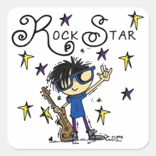 Sticker Carré Black Hair Boy Rock Star