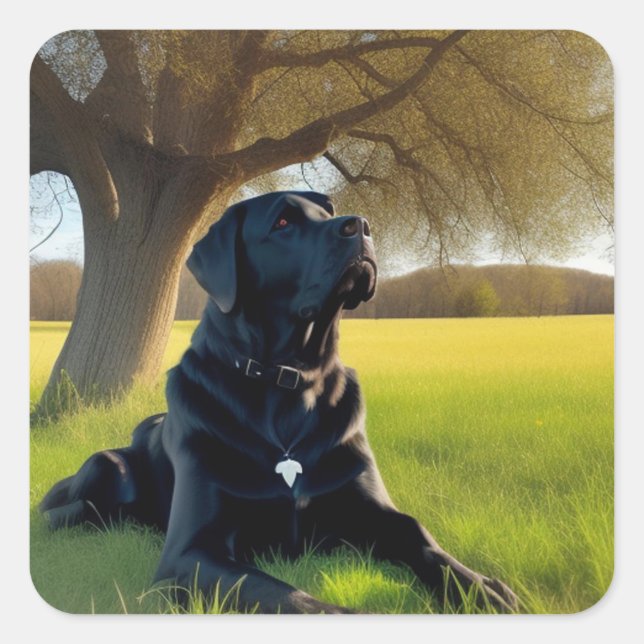 Sticker Carré Black Labrador Retriever (Devant)