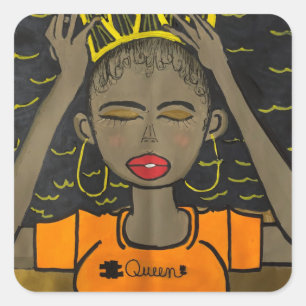 Sticker Carré Black Lives Matt Afro Queen Art original