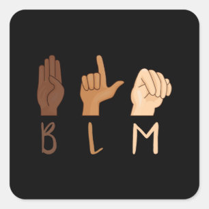 Sticker Carré Black Lives Matt ASL Langue des signes BLM