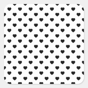Sticker Carré Black Love Hearts Arrière - plan blanc
