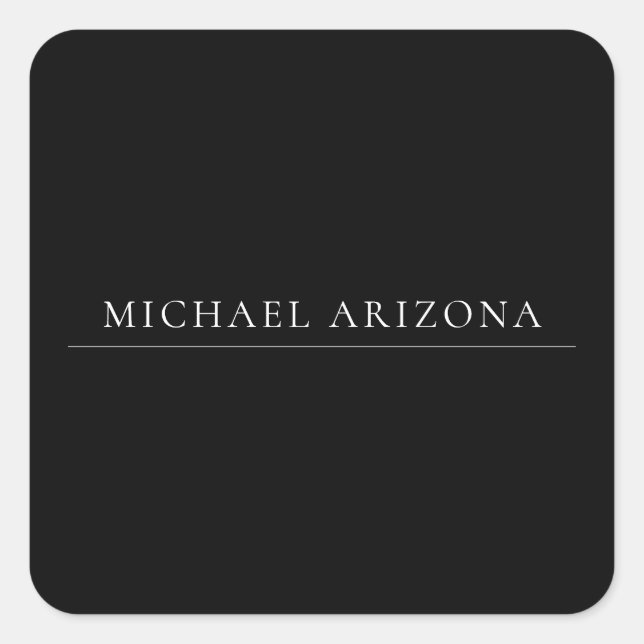 Sticker Carré Black Minimalist Plain Modern Own Name (Devant)