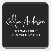Black Modern Carré Adresse de retour Label