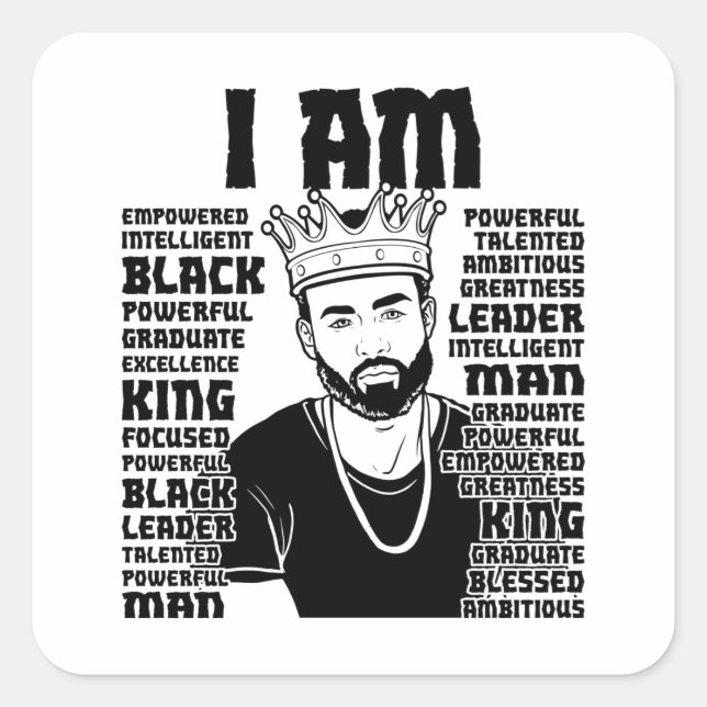 Sticker Carré Black Papa Melanin Christian Man Père Bruh Papa (Devant)