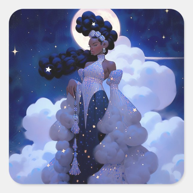Sticker Carré Black Princess Imaginaire Art (Devant)