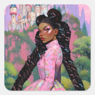 Sticker Carré Black Princess Imaginaire Art