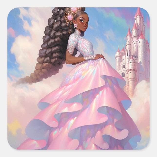 Sticker Carré Black Princess Imaginaire Art (Devant)