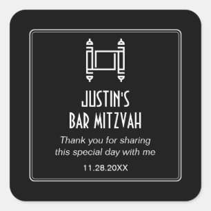 Sticker Carré Black Simple Torah Bar Mitzvah