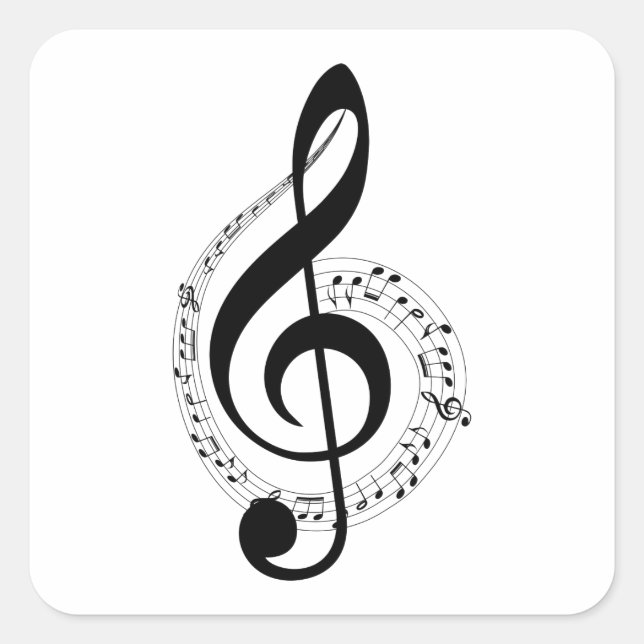 Sticker Carré Black Treble Clef Music Notes Musique Band Black (Devant)