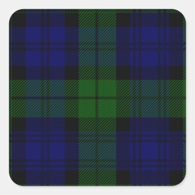 Sticker Carré Black Watch Tartan bleu vert Plaid (Devant)