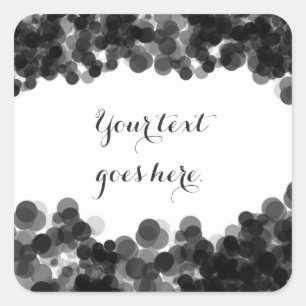 Sticker Carré Black White Caviar Elegant Party faveur autocollan