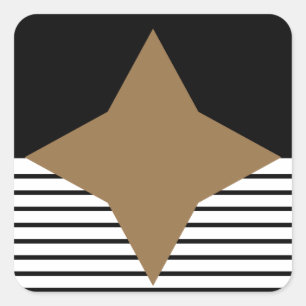 Sticker Carré Black White Colorblock & Brown Diamond