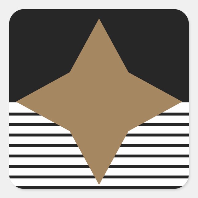 Sticker Carré Black White Colorblock & Brown Diamond (Devant)