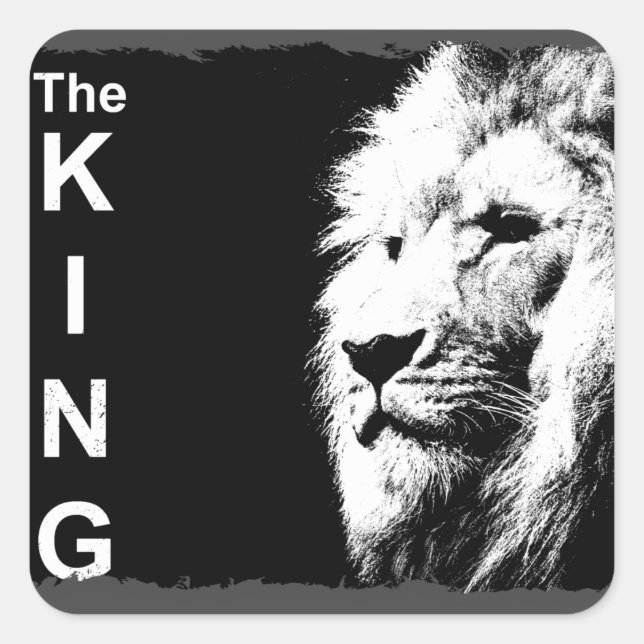 Sticker Carré Black & White Pop Art Lion Head Modèle tendance (Devant)