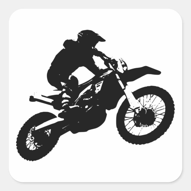 Sticker Carré Black White Pop Art Motocross Motorcyle Sport (Devant)