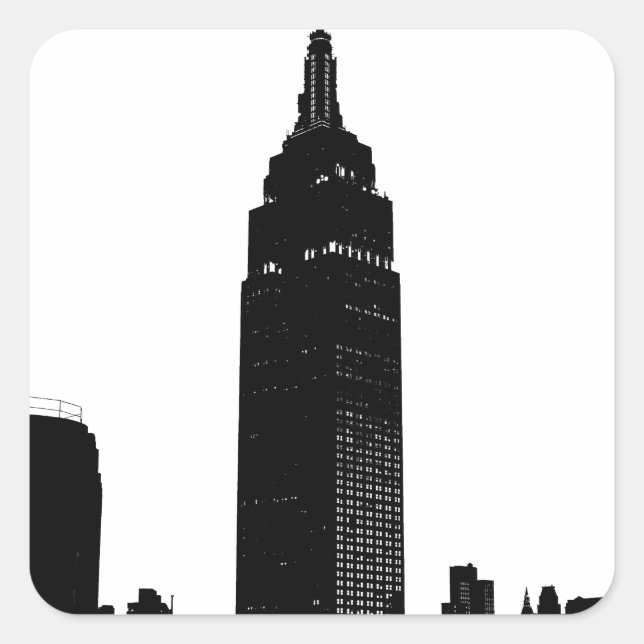 Sticker Carré Black & White Pop Art New York (Devant)