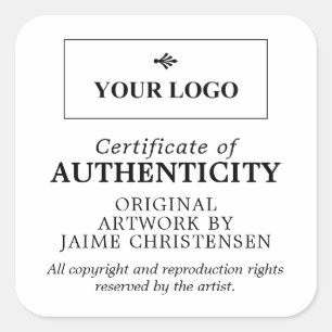 Sticker Carré Black White Votre logo Certificat d'authenticité