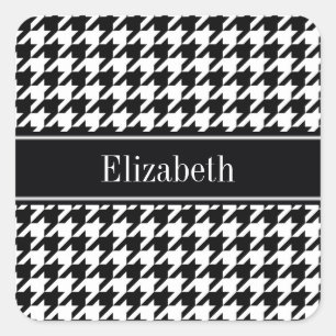 Sticker Carré Black Wht Houndstooth