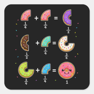 Sticker Carré Blagues de maths sur les fractions de beignets