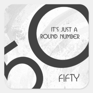 Sticker Carré Blanc 50 Décennie Anniversaire