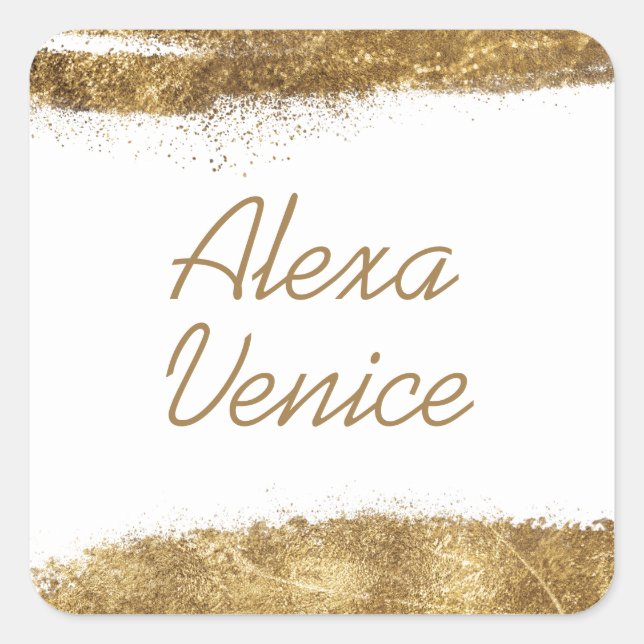 Sticker Carré Blanc avec or (Devant)