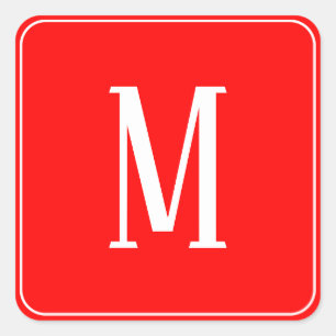 Sticker Carré Blanc de monogramme sur l'autocollant de carré
