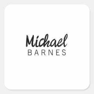Sticker Carré Blanc Minimaliste Classique Élégant Simple