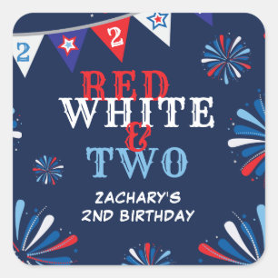 Sticker Carré Blanc rouge et DEUX 2e anniversaire