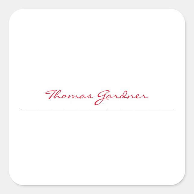 Sticker Carré Blanc Rouge tendance écriture manuscrite Plaine cr (Devant)