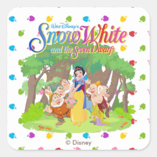 Sticker Carré Blanche Neige et les sept nains  Les voeux se réa