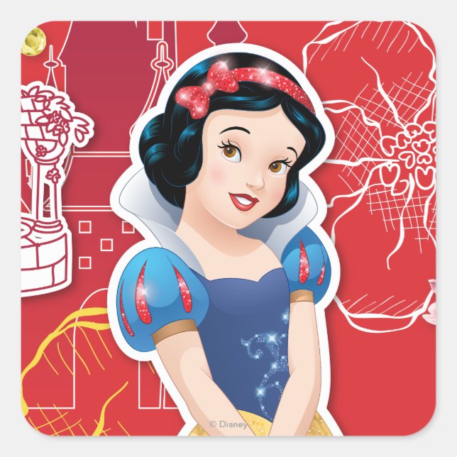 Sticker Carré Blanche neige - Gaie et attentionnée (Devant)