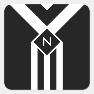 Sticker Carré Blancs et Chevrons sur Noir avec Monogramme
