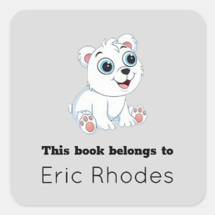 Sticker Carré Blancs gris ours polaire