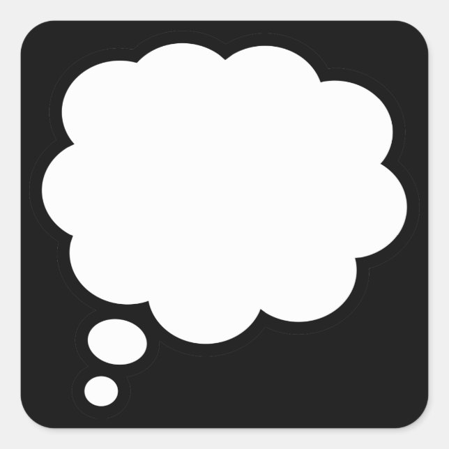 Sticker Carré Blank Cartoon Comic Message de réflexion (Devant)