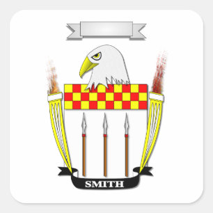 STICKER CARRÉ BLASON DE FAMILLE SMITH CREST ET BOUCLIER