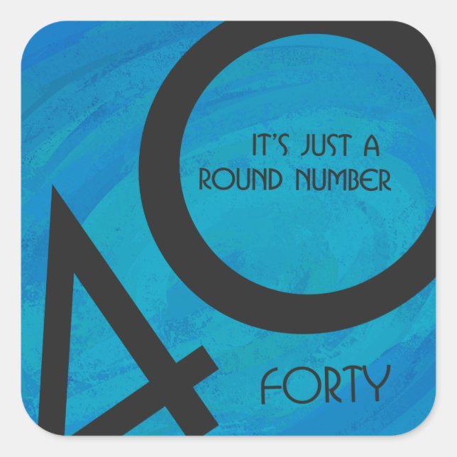 Sticker Carré Bleu 40 Décennie Anniversaire (Devant)