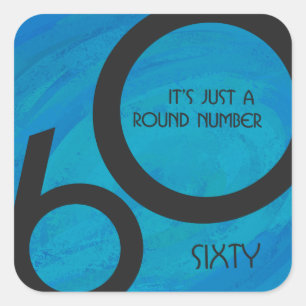 Sticker Carré Bleu 60 Décennie Anniversaire