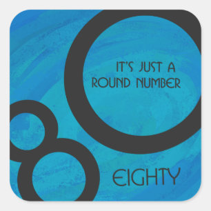 Sticker Carré Bleu 80 Décennie Anniversaire