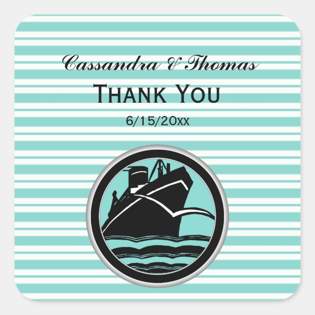 Sticker Carré Bleu bleu bleu bleu blanc enveloppes Sceau TY (Devant)