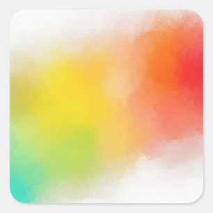 Sticker Carré Bleu bleu rouge jaune orange coloré blanc