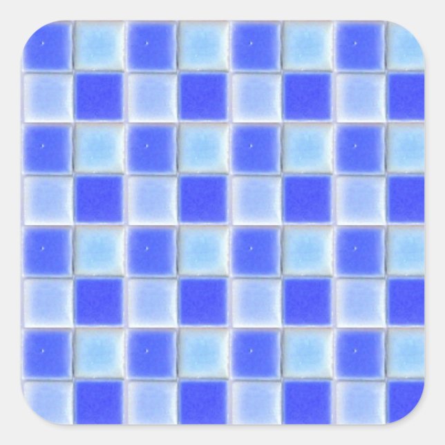 Sticker Carré Bleu Checkerboard Mosaic Carreaux céramique Sticke (Devant)